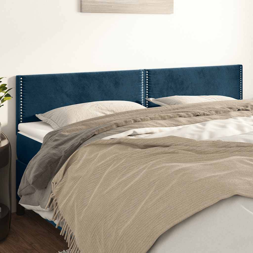 vidaXL Kopfteile 2 Stk. Dunkelblau 100x5x78/88 cm Samt