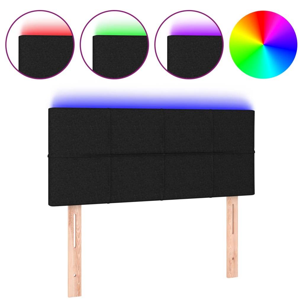vidaXL LED Kopfteil Schwarz 100x5x78/88 cm Stoff