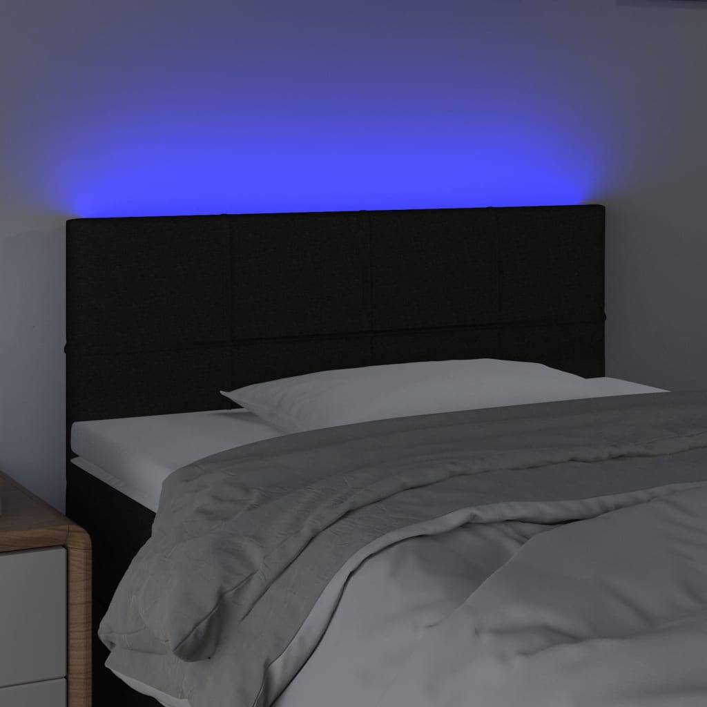 vidaXL LED Kopfteil Schwarz 100x5x78/88 cm Stoff