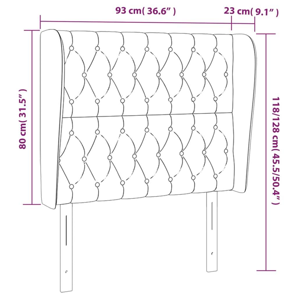 vidaXL Kopfteil mit Ohren Dunkelbraun 93x23x118/128 cm Stoff