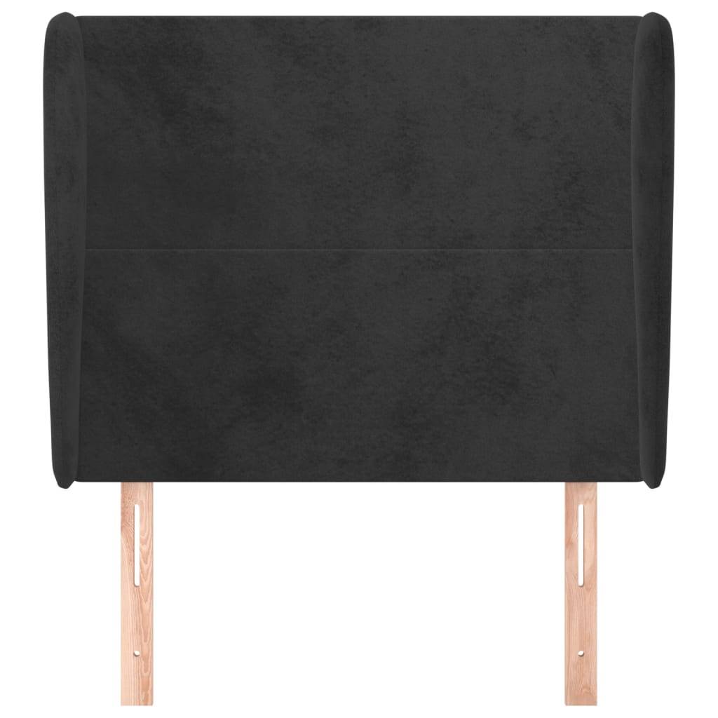 vidaXL Kopfteil mit Ohren Schwarz 103x23x118/128 cm Samt