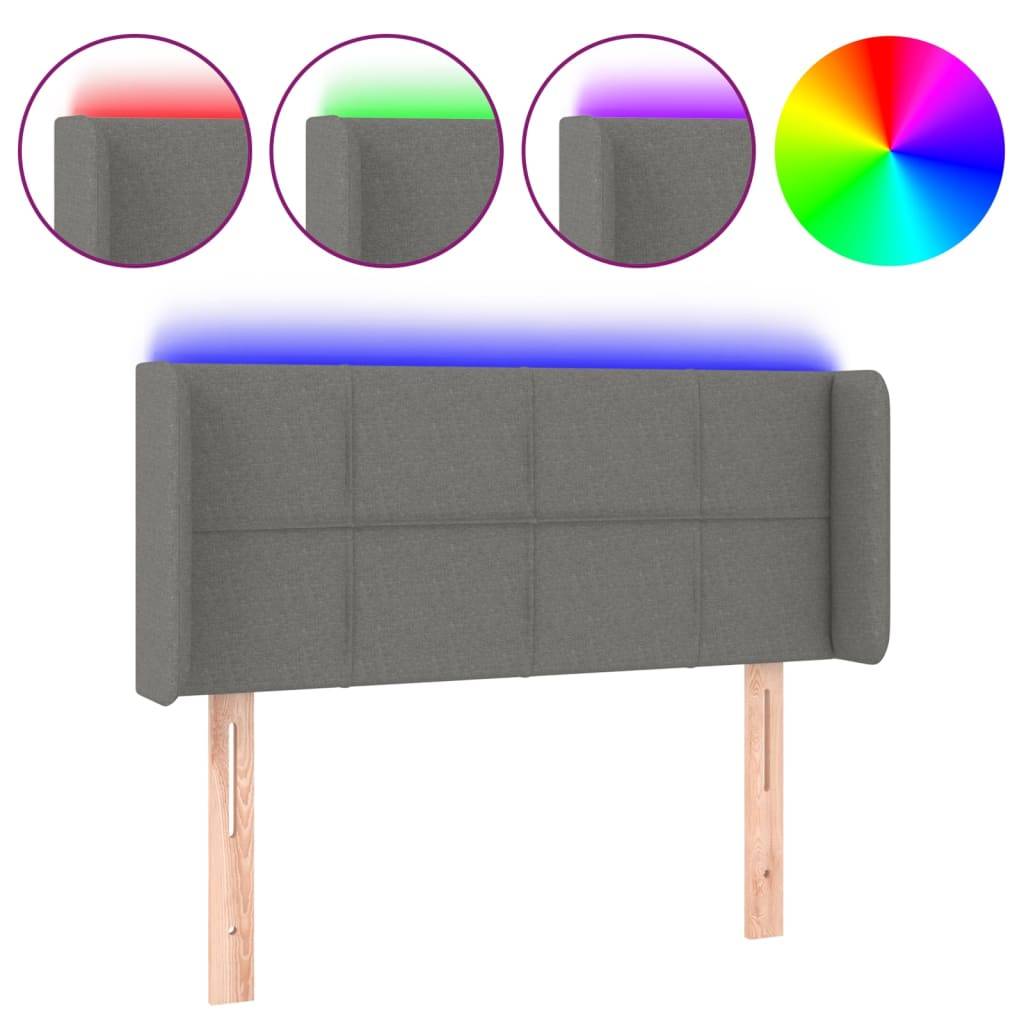 vidaXL LED Kopfteil Dunkelgrau 93x16x78/88 cm Stoff