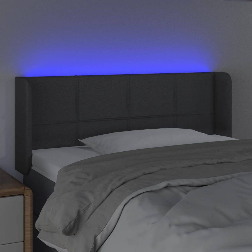 vidaXL LED Kopfteil Dunkelgrau 93x16x78/88 cm Stoff