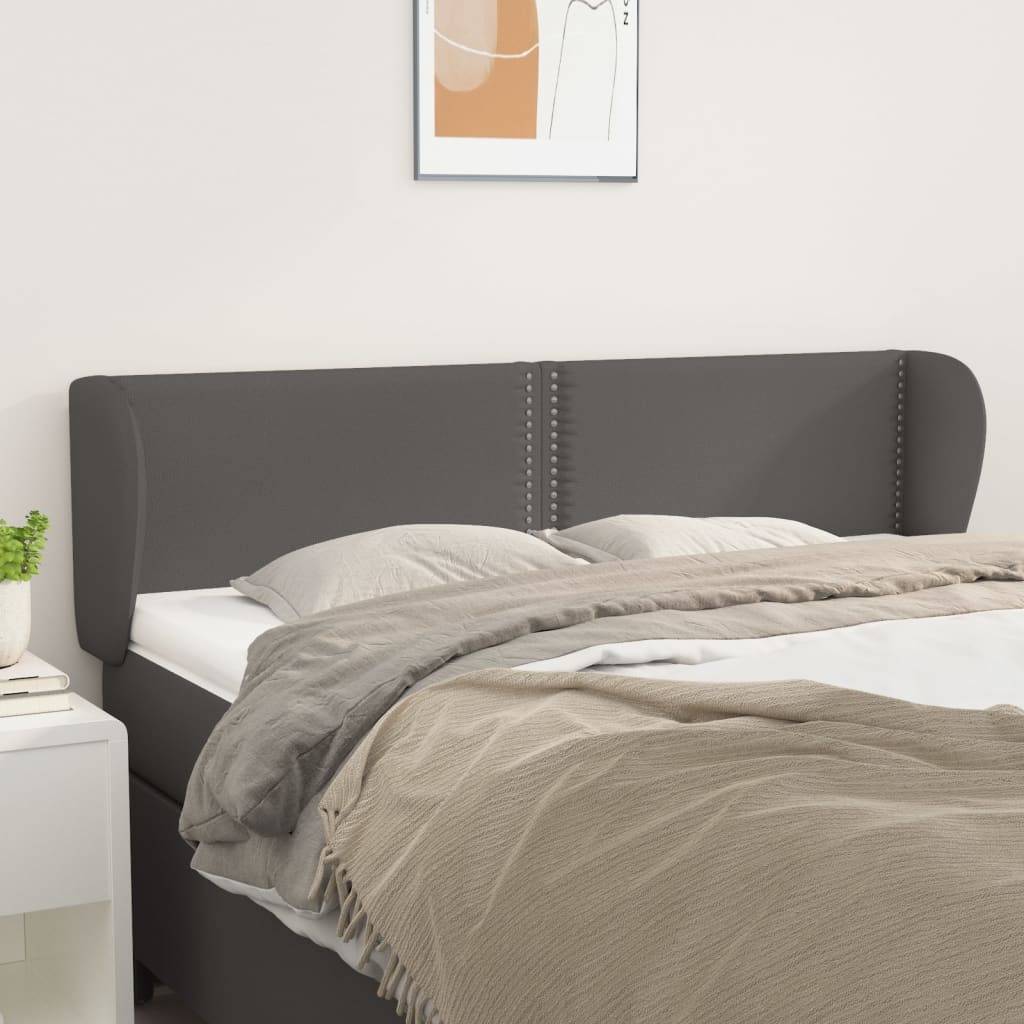 vidaXL Kopfteil mit Ohren Grau 147x23x78/88 cm Kunstleder
