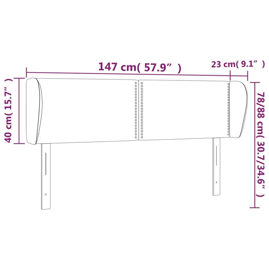 vidaXL Kopfteil mit Ohren Grau 147x23x78/88 cm Kunstleder