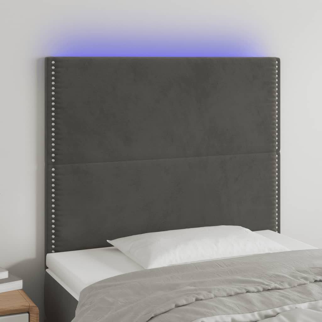 vidaXL LED Kopfteil Dunkelgrau 80x5x118/128 cm Samt