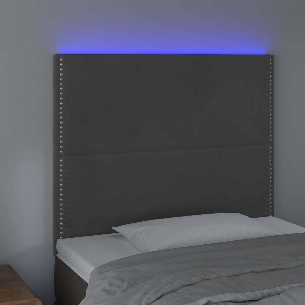 vidaXL LED Kopfteil Dunkelgrau 80x5x118/128 cm Samt