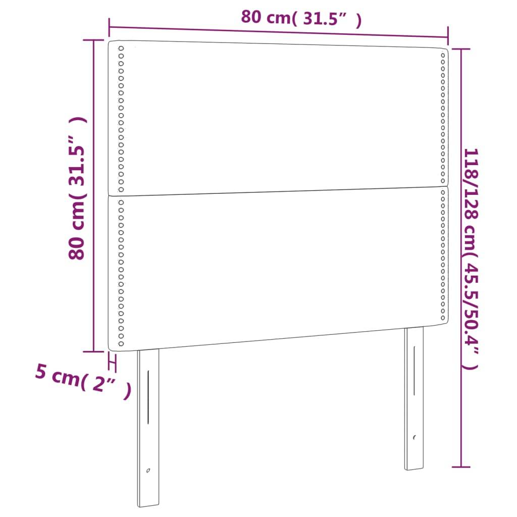 vidaXL LED Kopfteil Dunkelgrau 80x5x118/128 cm Samt