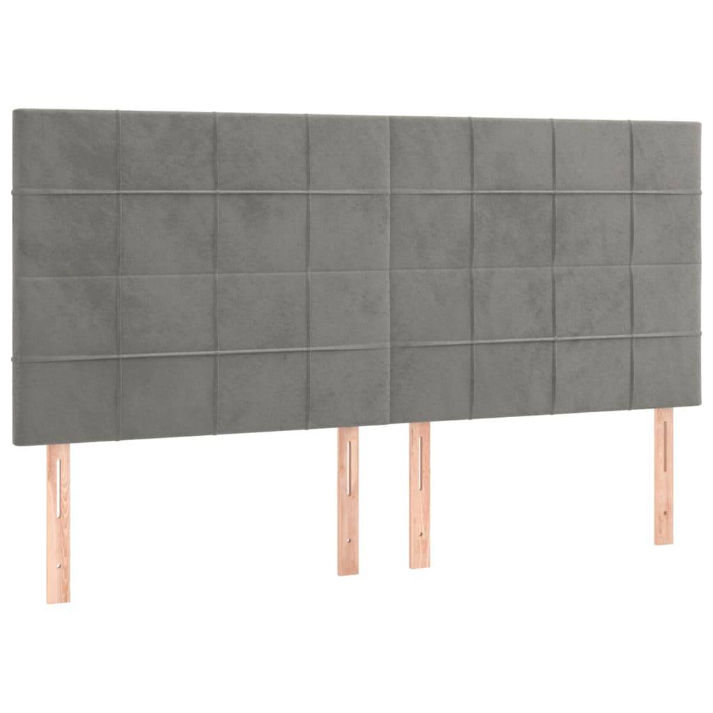 vidaXL LED Kopfteil Hellgrau 200x5x118/128 cm Samt