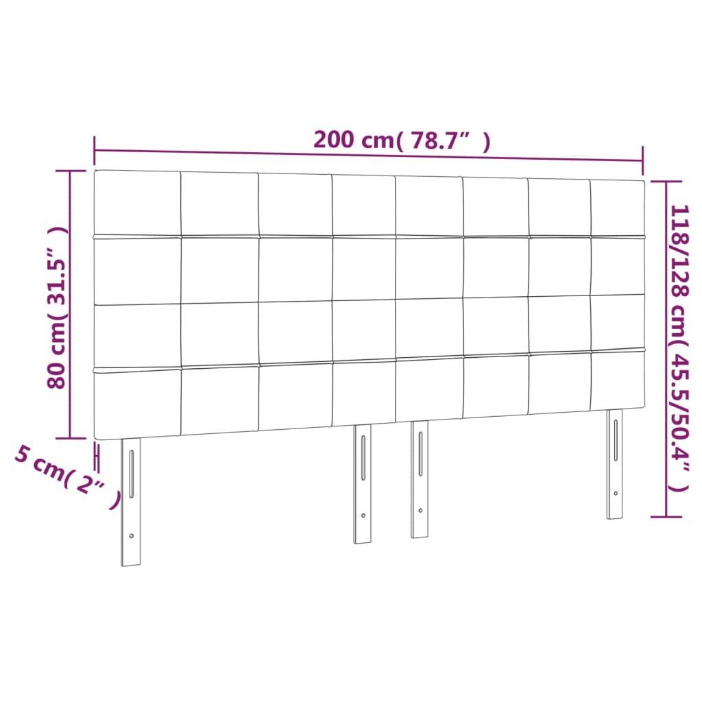 vidaXL LED Kopfteil Hellgrau 200x5x118/128 cm Samt
