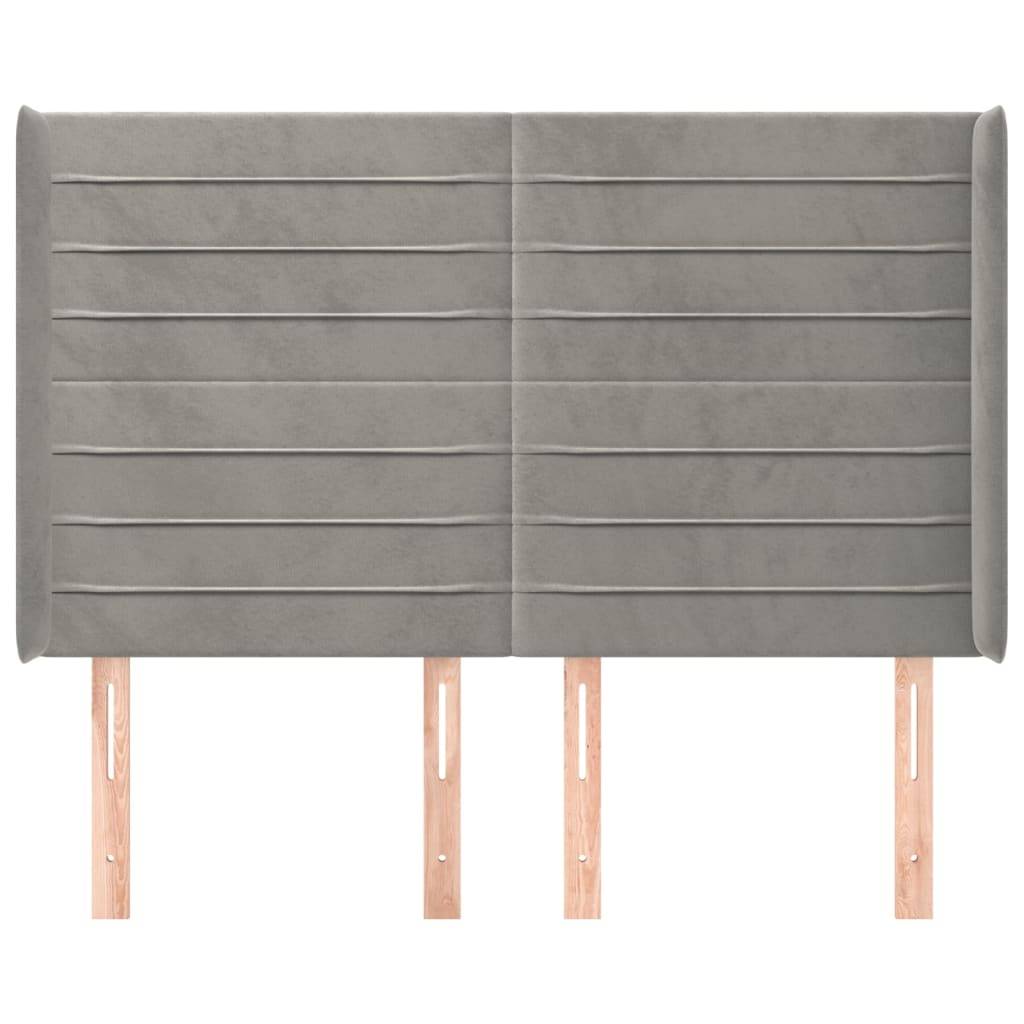 vidaXL Kopfteil mit Ohren Hellgrau 147x16x118/128 cm Samt