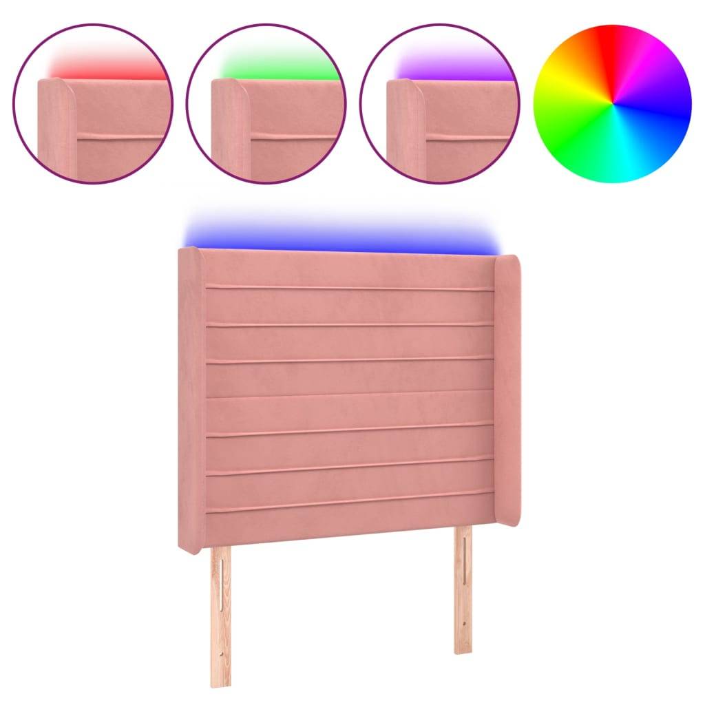 vidaXL LED Kopfteil Rosa 83x16x118/128 cm Samt