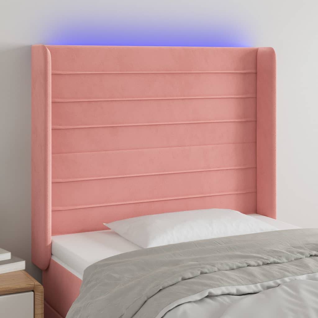 vidaXL LED Kopfteil Rosa 83x16x118/128 cm Samt