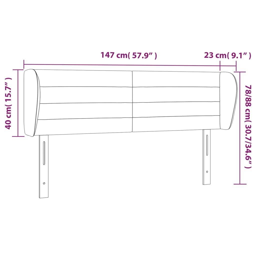 vidaXL Kopfteil mit Ohren Hellgrau 147x23x78/88 cm Stoff