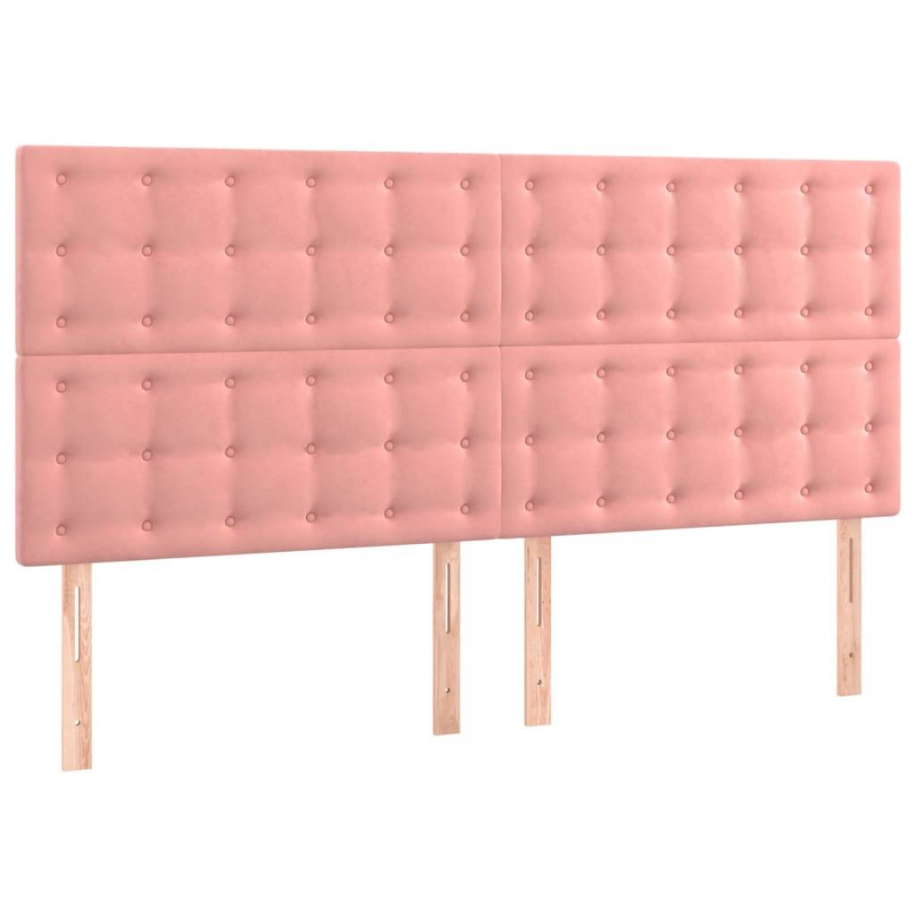 vidaXL LED Kopfteil Rosa 200x5x118/128 cm Samt