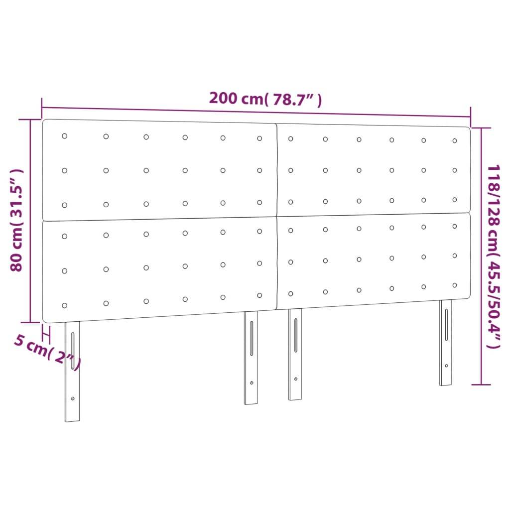 vidaXL LED Kopfteil Rosa 200x5x118/128 cm Samt