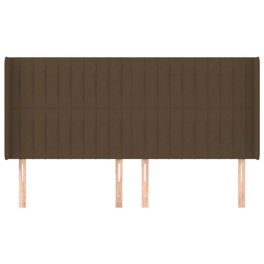 vidaXL Kopfteil mit Ohren Dunkelbraun 203x16x118/128 cm Stoff