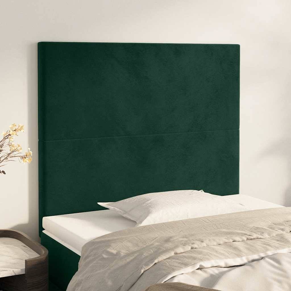 vidaXL Kopfteile 2 Stk. Dunkelgrün 80x5x78/88 cm Samt