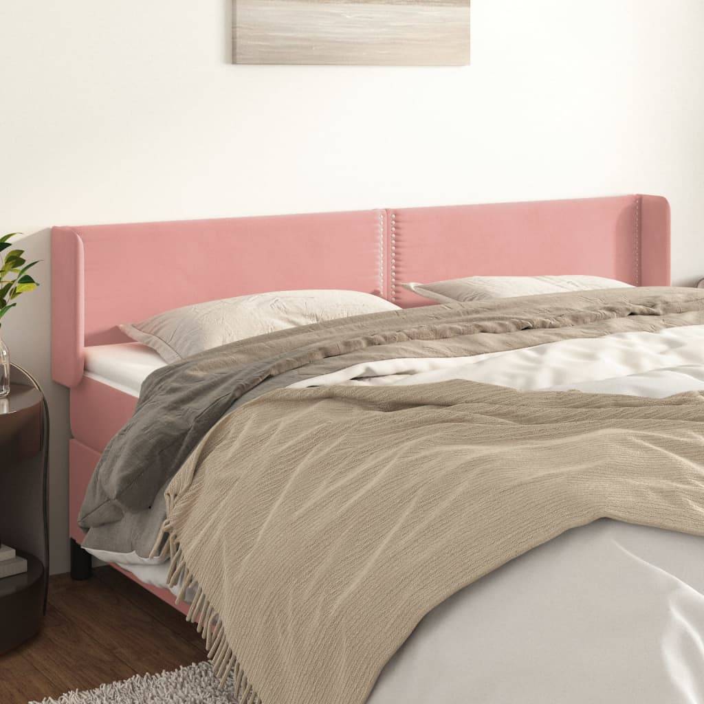 vidaXL Kopfteil mit Ohren Rosa 203x16x78/88 cm Samt