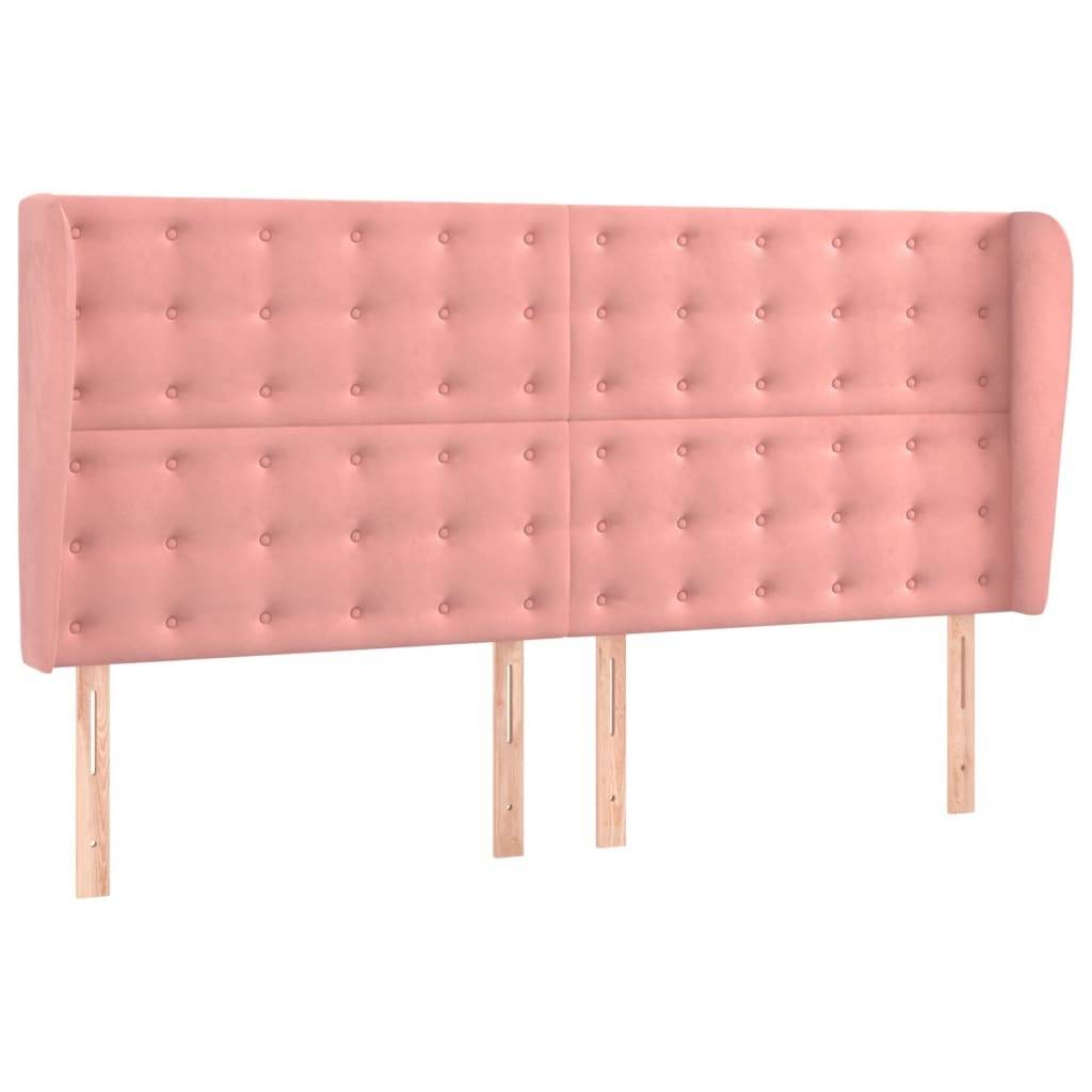 vidaXL Kopfteil mit Ohren Rosa 203x23x118/128 cm Samt