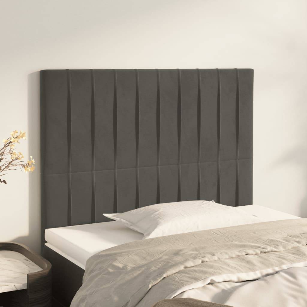 vidaXL Kopfteile 2 Stk. Dunkelgrau 100x5x78/88 cm Samt