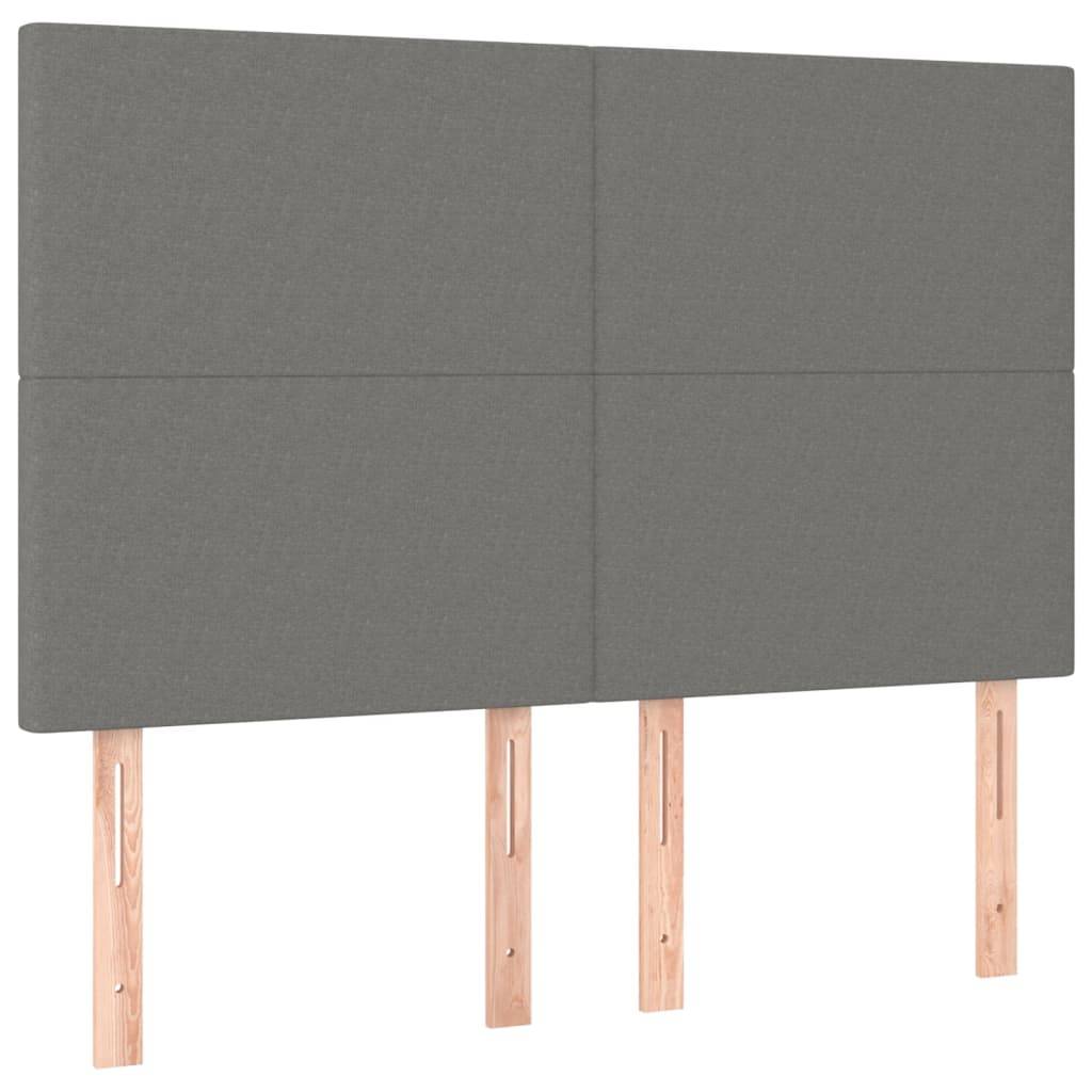 vidaXL LED Kopfteil Dunkelgrau 144x5x118/128 cm Stoff