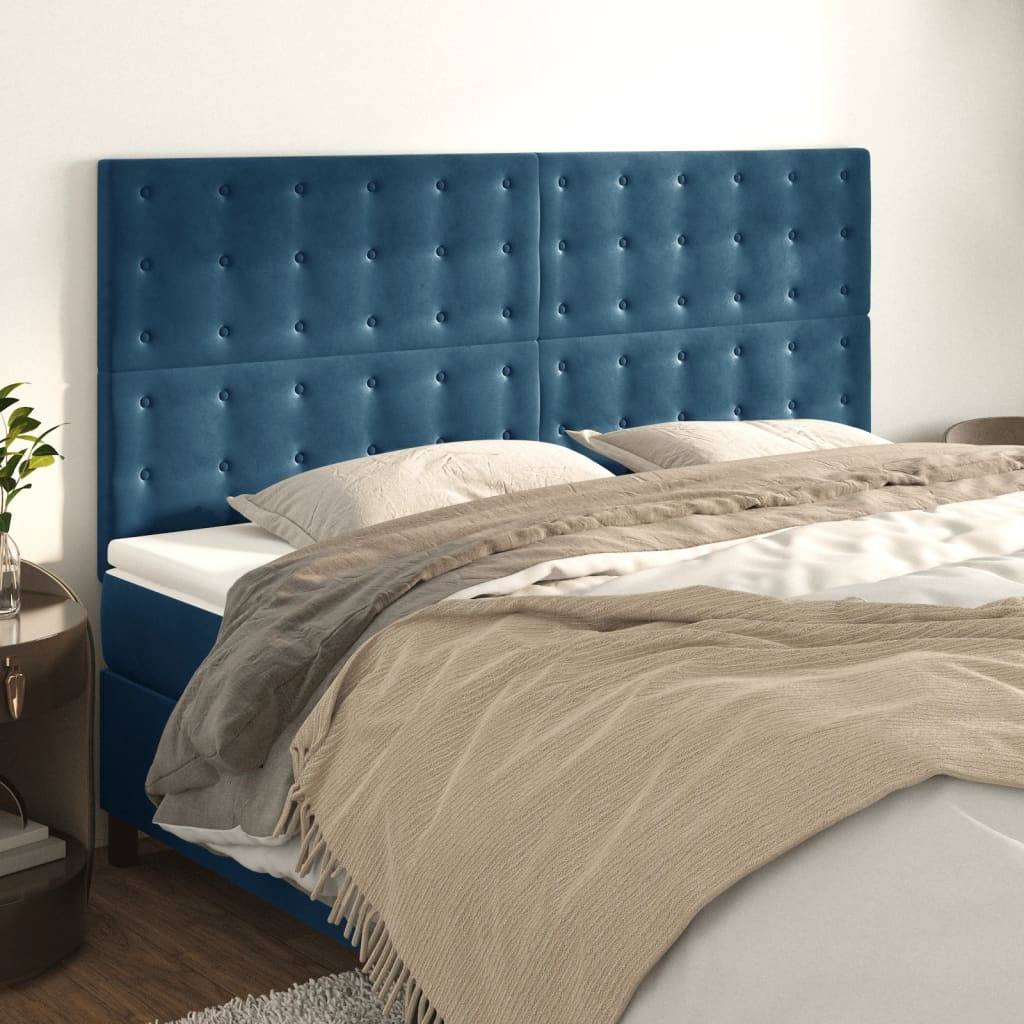 vidaXL Kopfteile 4 Stk. Dunkelblau 100x5x78/88 cm Samt