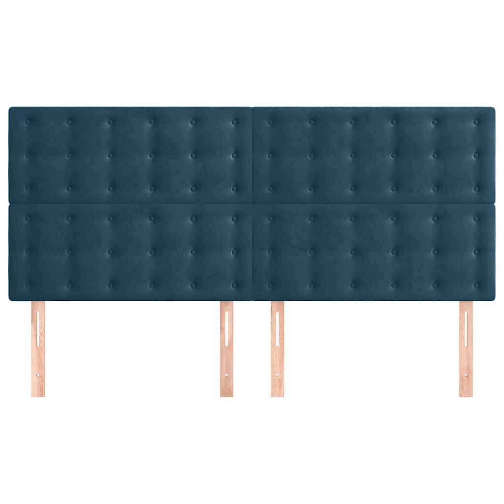 vidaXL Kopfteile 4 Stk. Dunkelblau 100x5x78/88 cm Samt