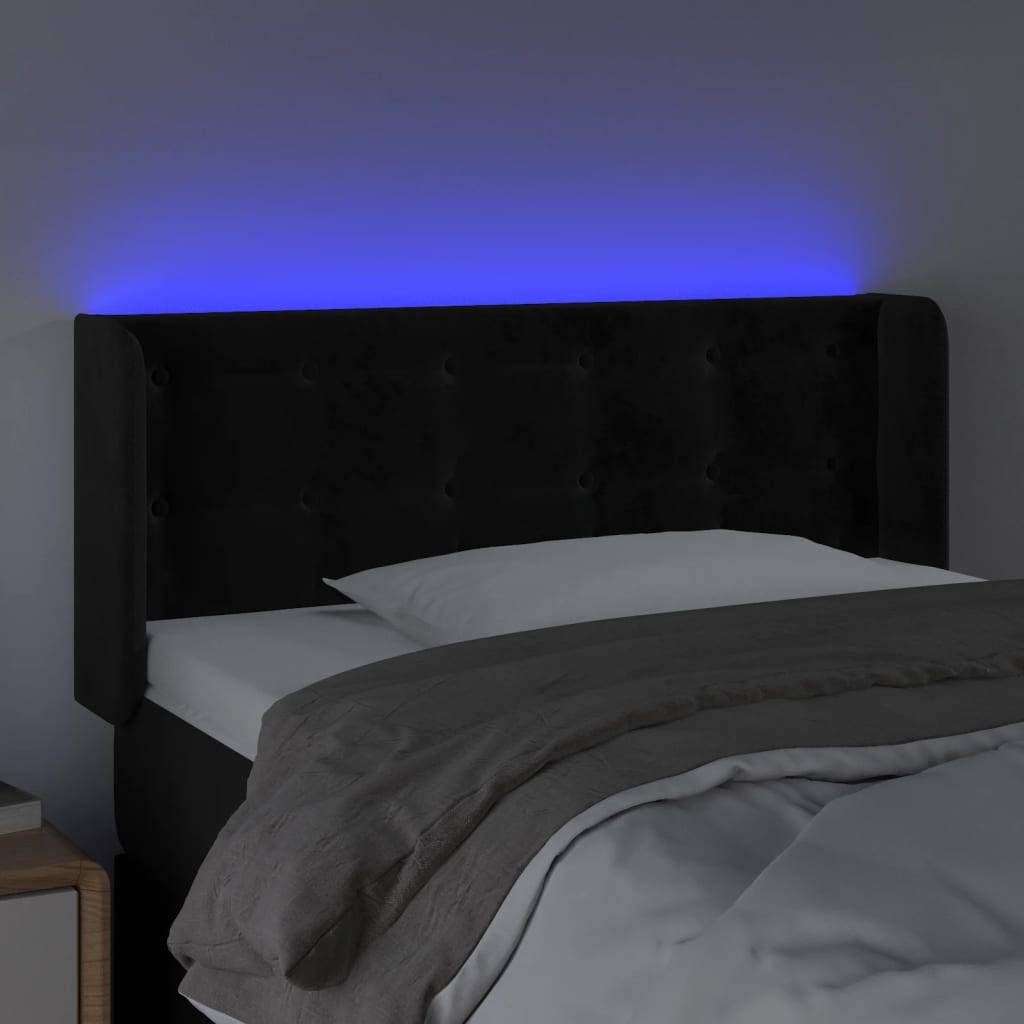 vidaXL LED Kopfteil Schwarz 93x16x78/88 cm Samt