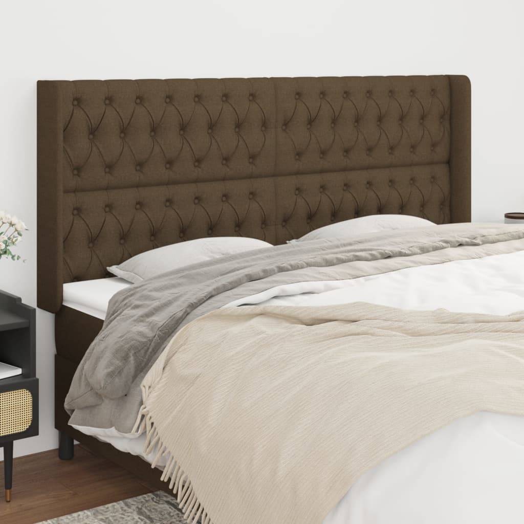 vidaXL Kopfteil mit Ohren Dunkelbraun 183x16x118/128 cm Stoff