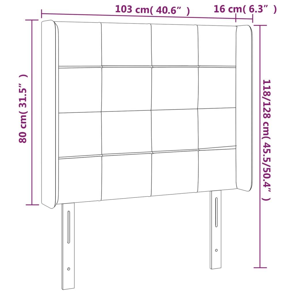vidaXL Kopfteil mit Ohren Dunkelgrau 103x16x118/128 cm Stoff
