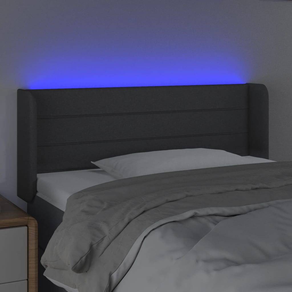 vidaXL LED Kopfteil Dunkelgrau 83x16x78/88 cm Stoff