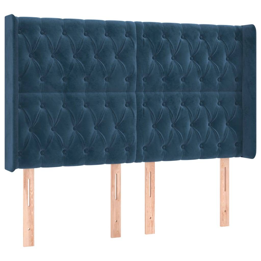 vidaXL LED Kopfteil Dunkelblau 163x16x118/128 cm Samt