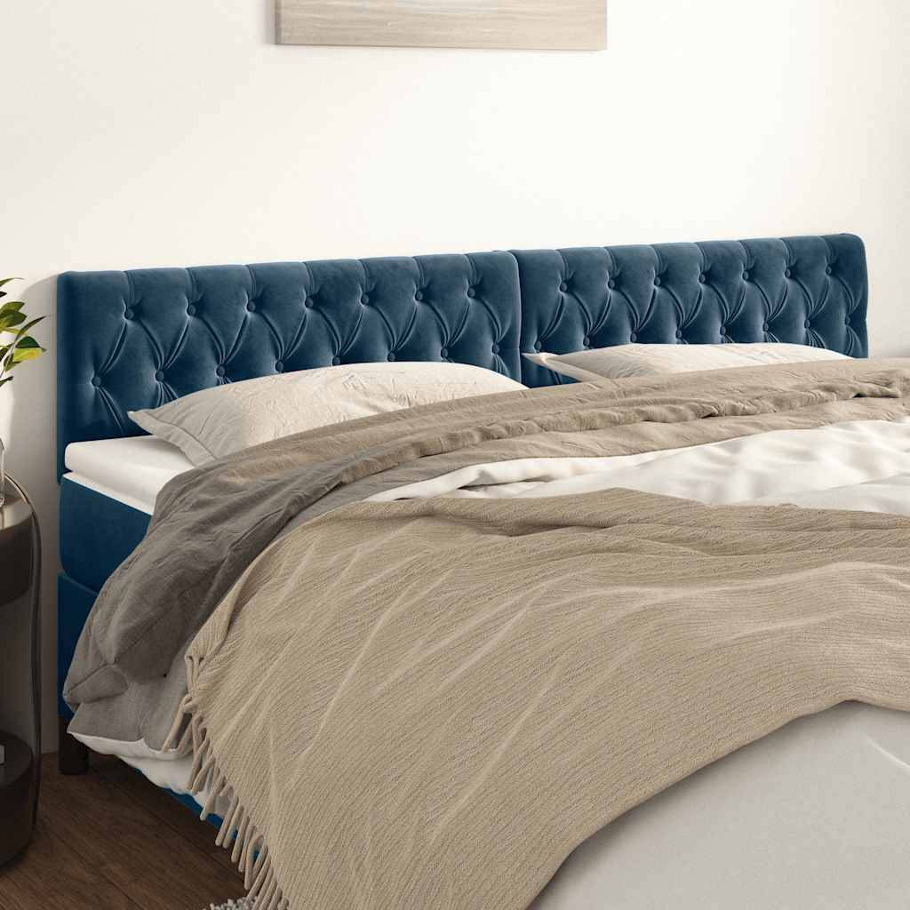 vidaXL Kopfteile 2 Stk. Dunkelblau 100x7x78/88 cm Samt