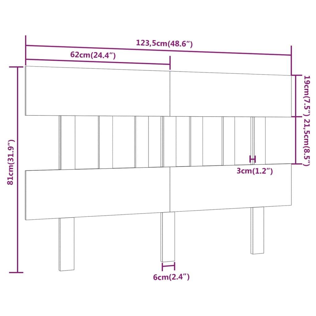 vidaXL Kopfteil Schwarz 123,5x3x81 cm Massivholz Kiefer