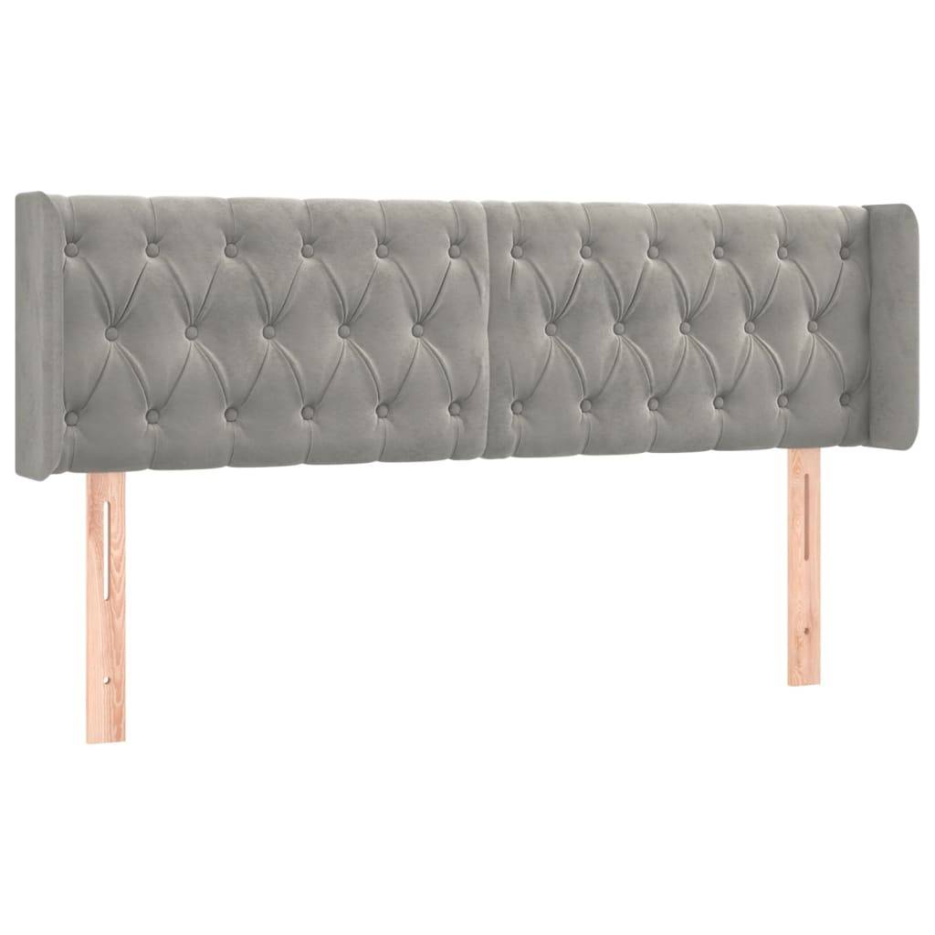 vidaXL LED Kopfteil Hellgrau 147x16x78/88 cm Samt