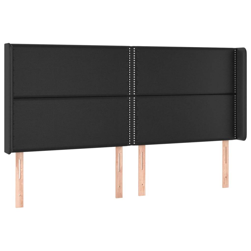 vidaXL LED Kopfteil Schwarz 183x16x118/128 cm Kunstleder