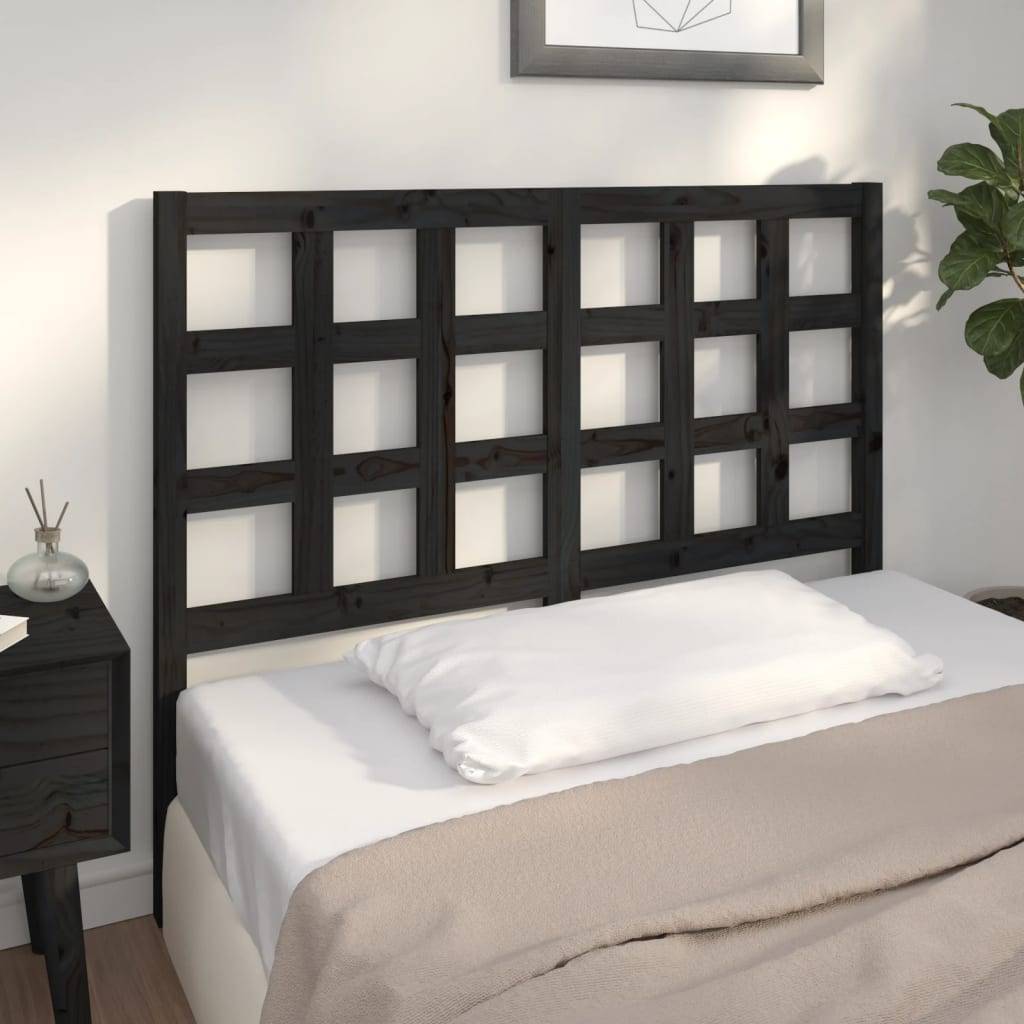 vidaXL Kopfteil Schwarz 125,5x4x100 cm Massivholz Kiefer