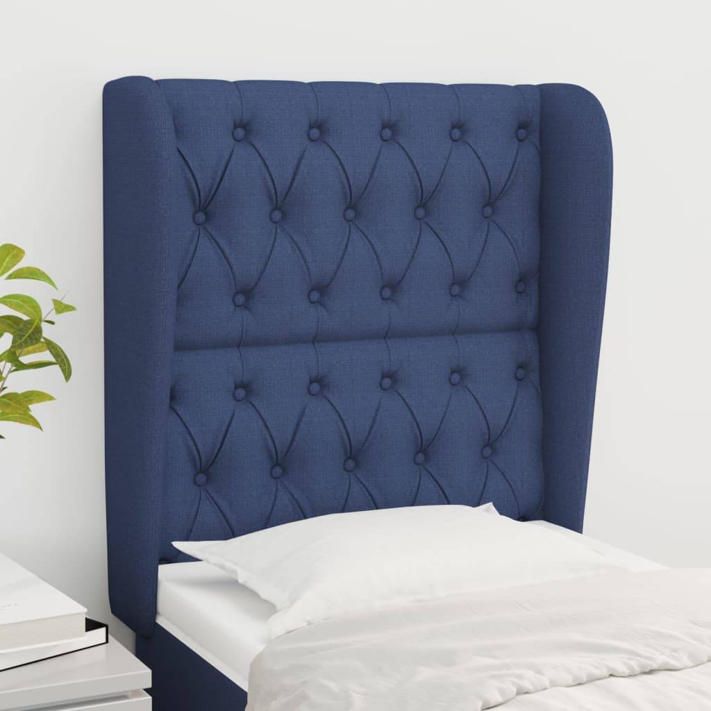 vidaXL Kopfteil mit Ohren Blau 83x23x118/128 cm Stoff