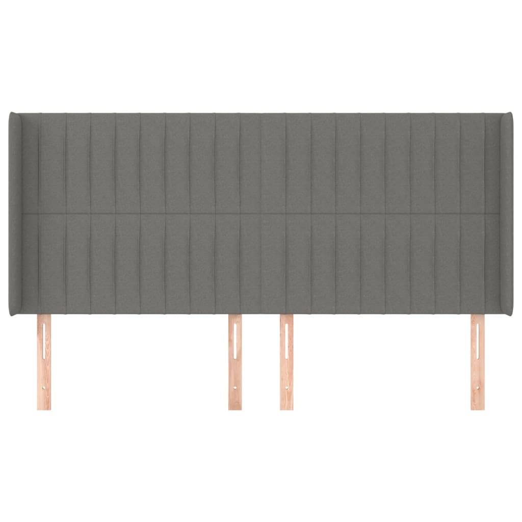 vidaXL Kopfteil mit Ohren Dunkelgrau 183x16x118/128 cm Stoff