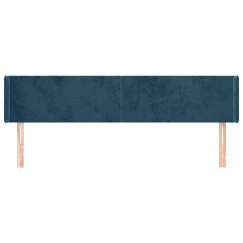 vidaXL Kopfteil mit Ohren Dunkelblau 183x16x78/88 cm Samt