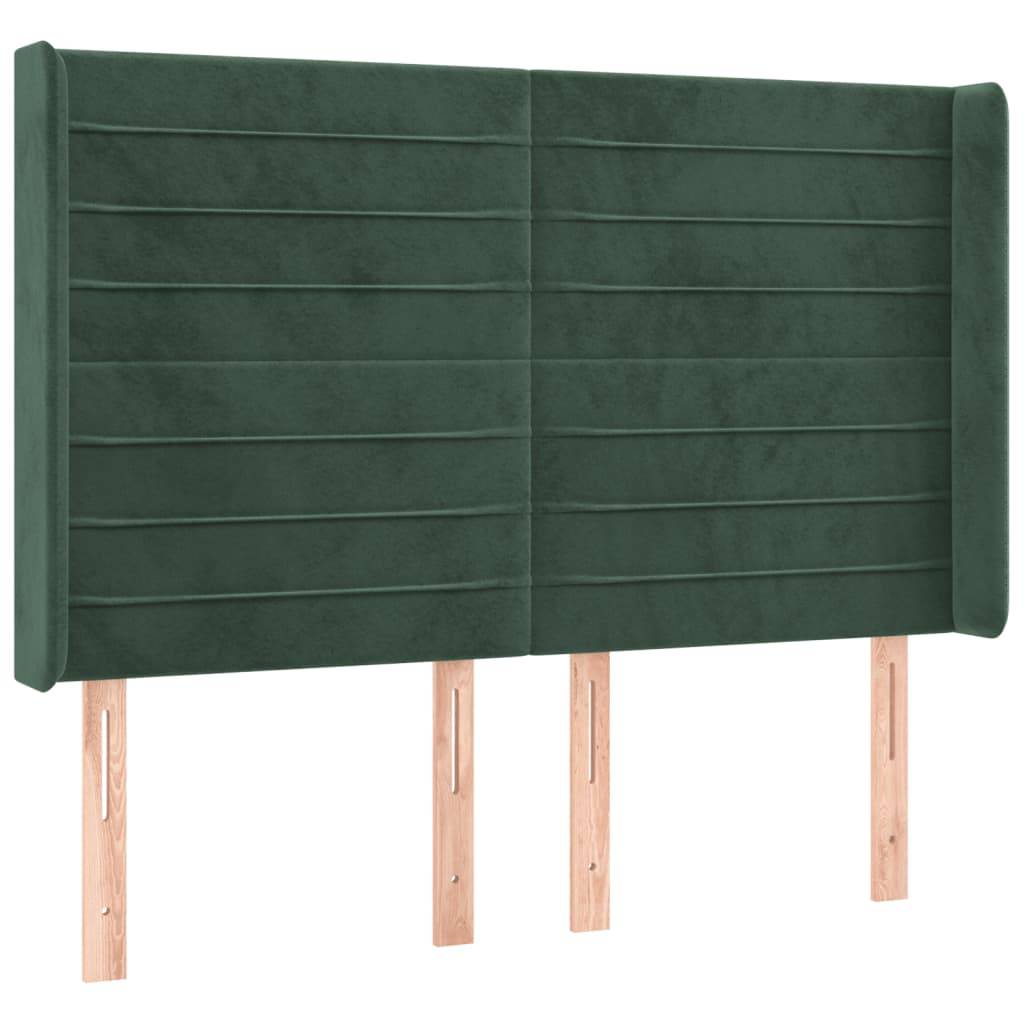 vidaXL LED Kopfteil Dunkelgrün 147x16x118/128 cm Samt