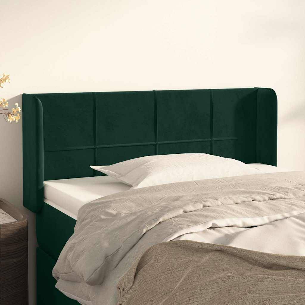 vidaXL Kopfteil mit Ohren Dunkelgrün 103x16x78/88 cm Samt