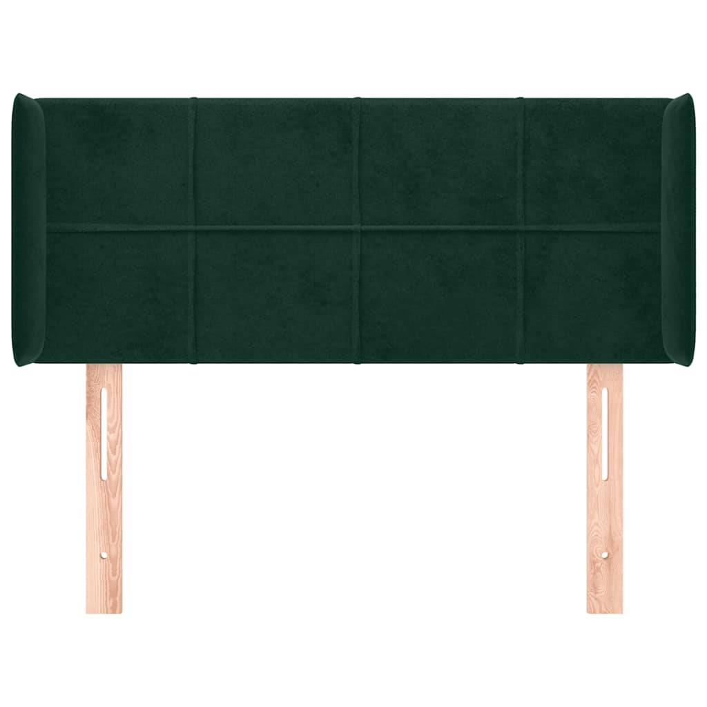 vidaXL Kopfteil mit Ohren Dunkelgrün 103x16x78/88 cm Samt