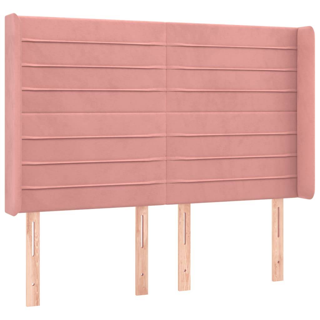 vidaXL LED Kopfteil Rosa 147x16x118/128 cm Samt