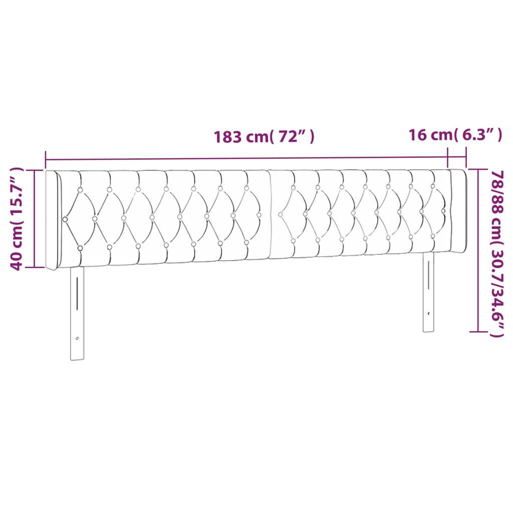 vidaXL Kopfteil mit Ohren Dunkelbraun 183x16x78/88 cm Stoff
