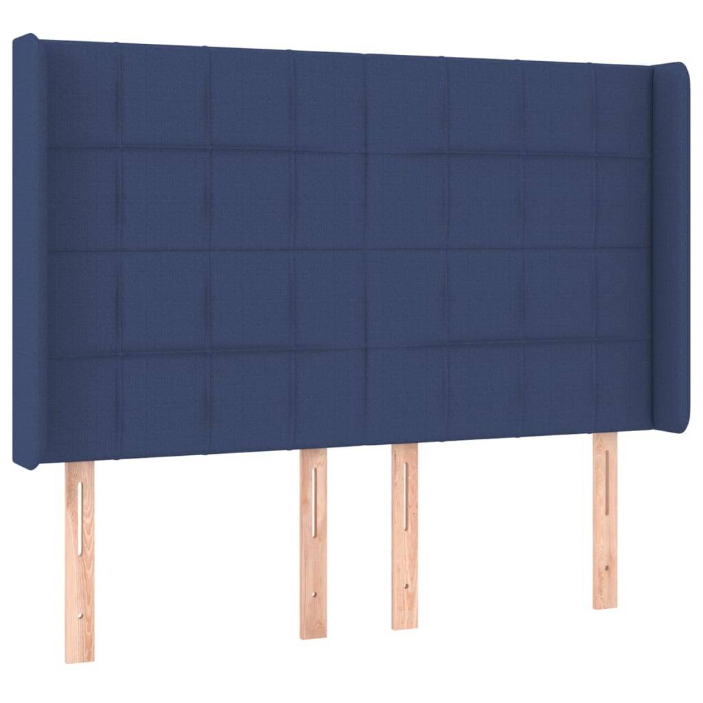 vidaXL Kopfteil mit Ohren Blau 147x16x118/128 cm Stoff