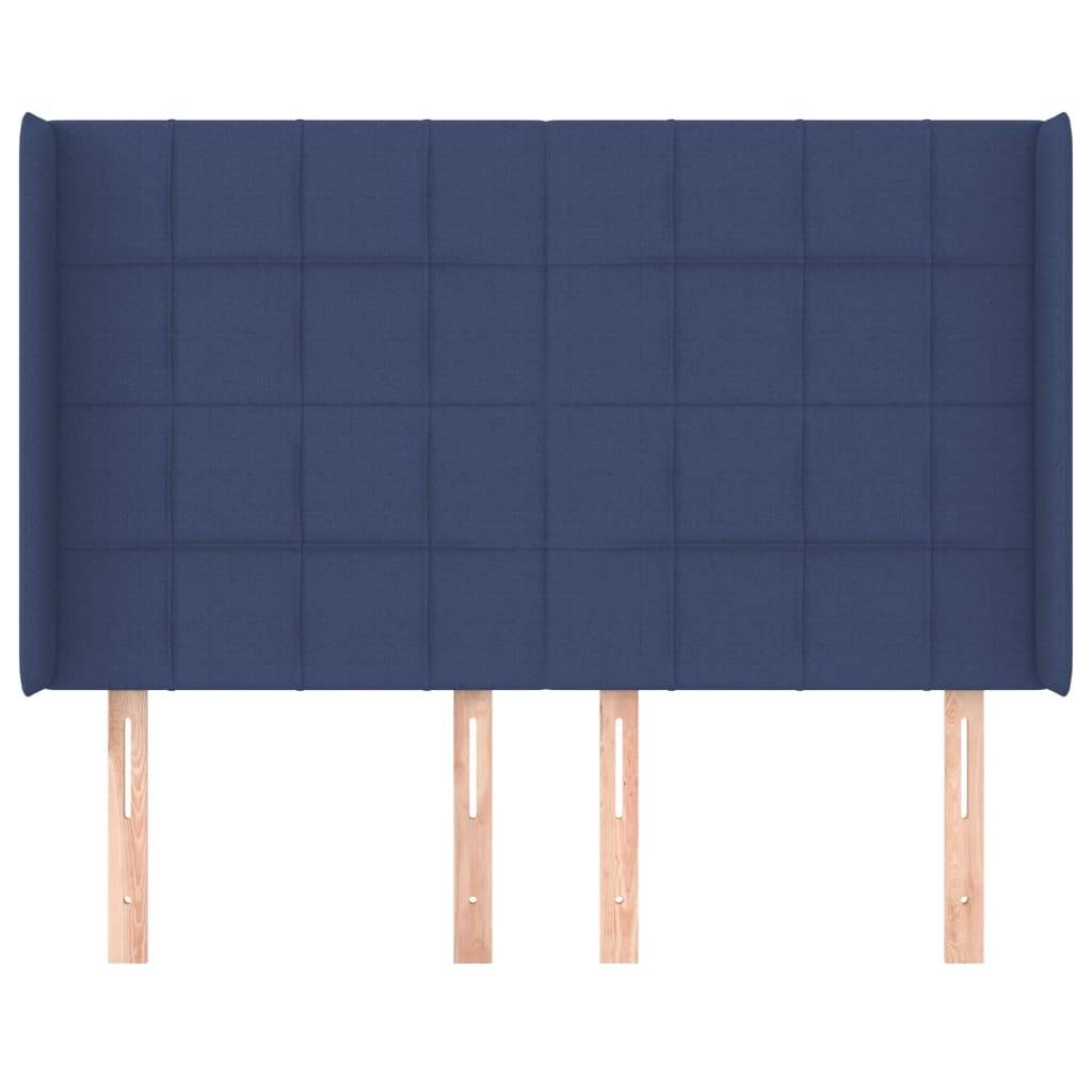 vidaXL Kopfteil mit Ohren Blau 147x16x118/128 cm Stoff