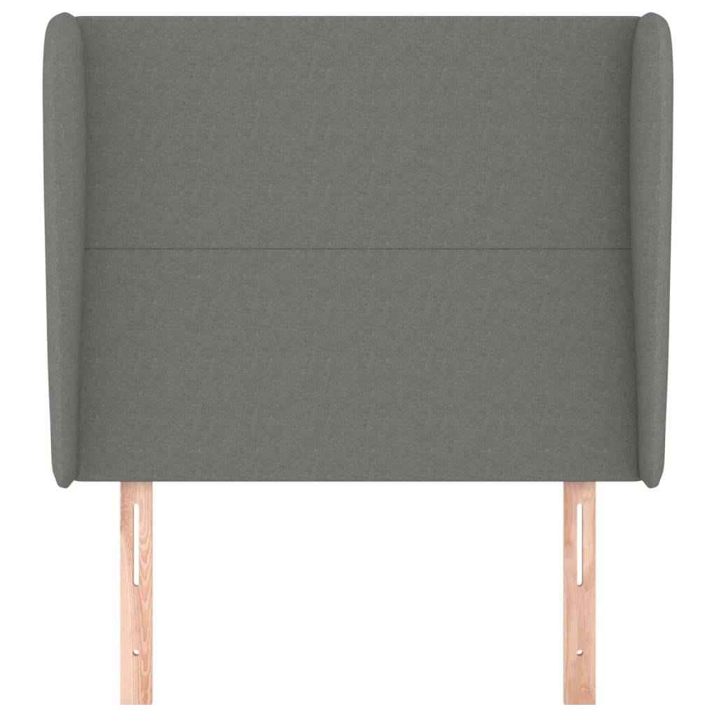 vidaXL Kopfteil mit Ohren Dunkelgrau 93x23x118/128 cm Stoff