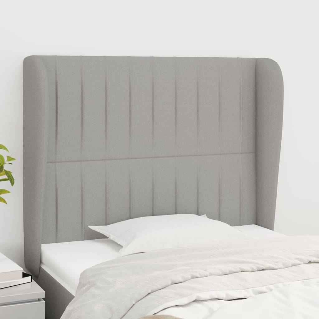 vidaXL Kopfteil mit Ohren Hellgrau 93x23x118/128 cm Stoff